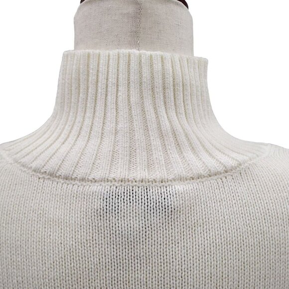 Free Assembly Womens Cotton Ribbed Turtleneck Oversize Ivory Sweater‎ Size M - Picture 7 of 13